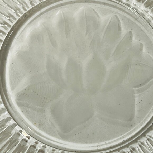 Randalls Lead Crystal Glass Cake Serving Plate Lotus 12” w/Sticker Germany. - Picture 2 of 4